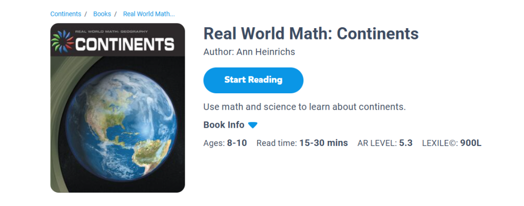 9. Real World Math: Continents