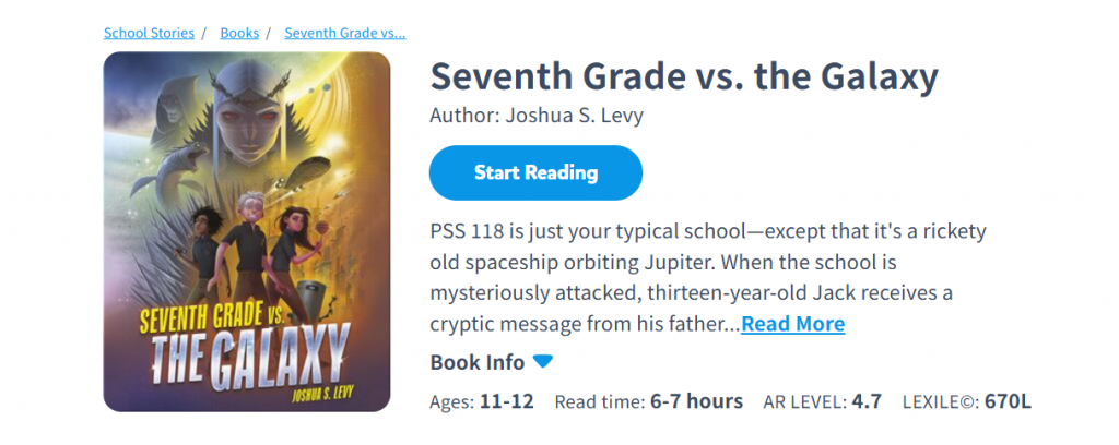 Seventh Grade vs. the Galaxy by Joshua S. Levy