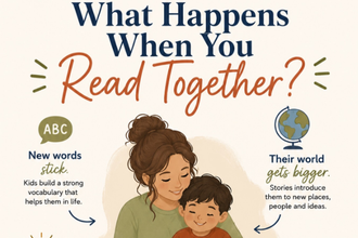 Parent and child learning new words while reading together