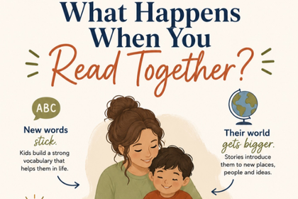 Parent and child learning new words while reading together
