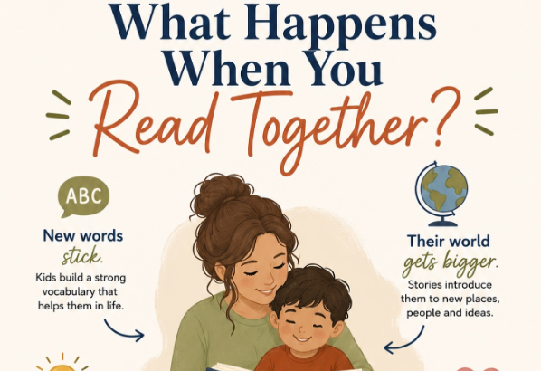 Parent and child learning new words while reading together