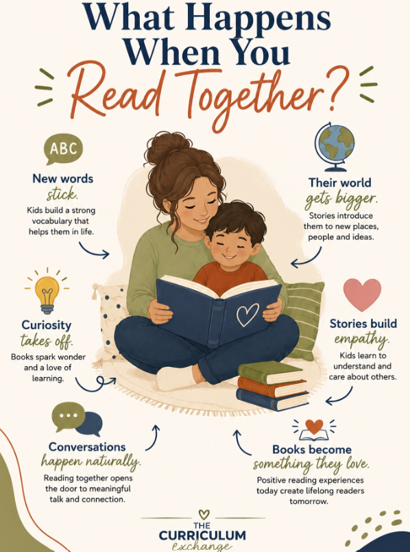 Parent and child learning new words while reading together